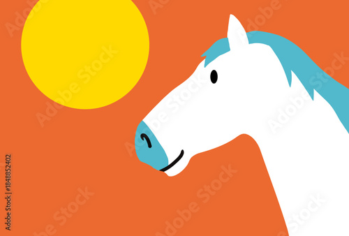 馬, 年賀状, 和風, 和柄, 新年, 動物, クリスマス, うま, ベクター, イラスト