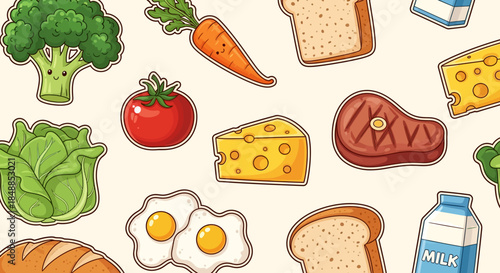 Food Ingredients Pattern Background