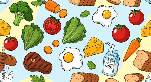 Healthy Food Pattern Illustration