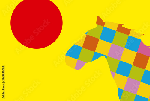 馬, 年賀状, 和風, 和柄, 新年, 動物, クリスマス, うま, ベクター, イラスト