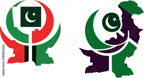 WebPakistan Peoples Party symbol comparison featuring crescent moon and flag elements over map outlines