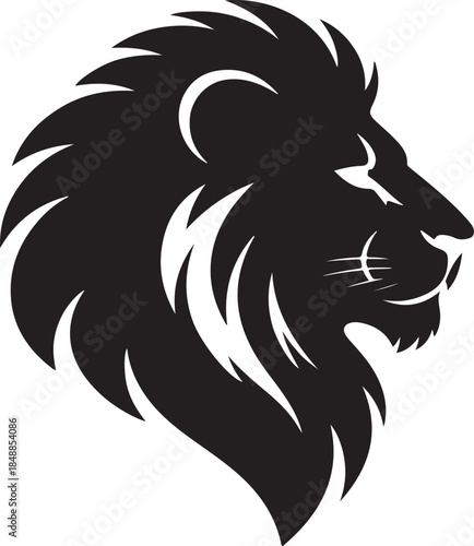 Lion Head Silhouette – Lion with Mane Vector Silhouette