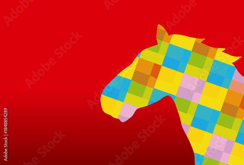 馬, 年賀状, 和風, 和柄, 新年, 動物, クリスマス, うま, ベクター, イラスト