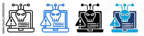 Cyber Threat Icon Set Multi Style Vector Illustration