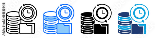 Data Retention Icon Set Multi Style Vector Illustration