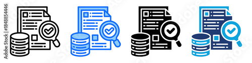 Data Audit Icon Set Multi Style Vector Illustration