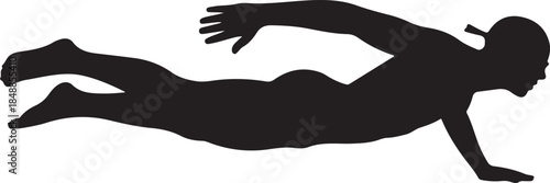 Swimming Silhouette – Swimmer Stroke Vector Silhouette Black on White”