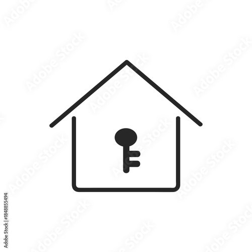 シンプルな家と鍵マークのアイコン
