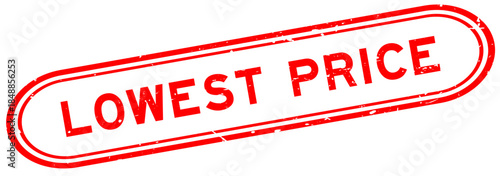 Grunge red lowest price word rubber seal stamp on white background