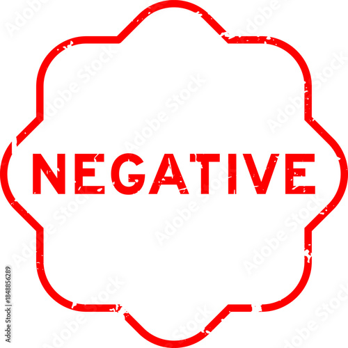 Grunge red negative word square rubber seal stamp on white background