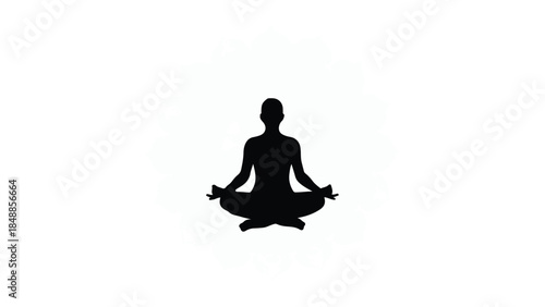 Silhouette of a person meditating in a peaceful, serene pose with a subtle aura.