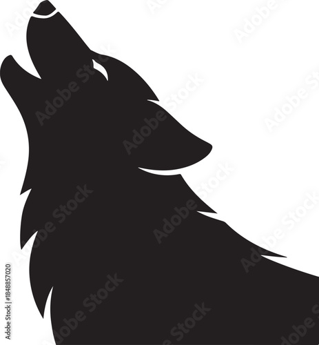 Howling Wolf Silhouette – Wolf Vector Silhouette Black on White
