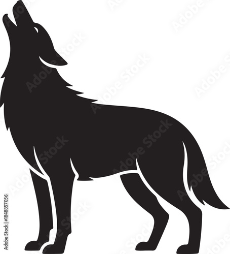 Howling Wolf Silhouette – Wolf Vector Silhouette Black on White
