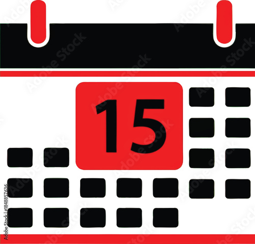 A close-up illustration of a calendar with the number 15 highlighted in a red square.