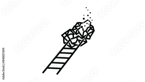 Struggling to overcome obstacles with a heavy burden, symbolizing difficulty and challenge.