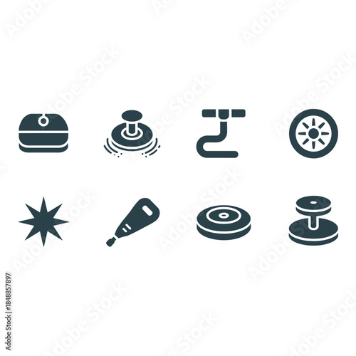 Collection of curling sport related icon set