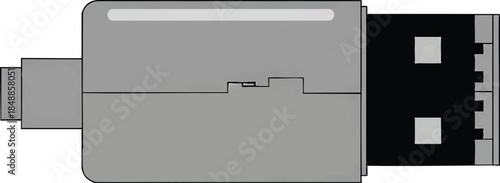 Modern Grey USB-A Connector Vector Illustration - Essential Digital Device Plug for Data Transfer, Power, and Computer Peripherals