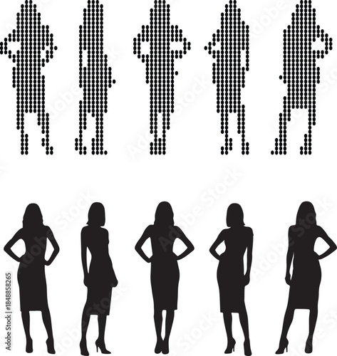 Diverse Silhouettes of Women in Business Attire, Representing Professionalism and Modern Workforce