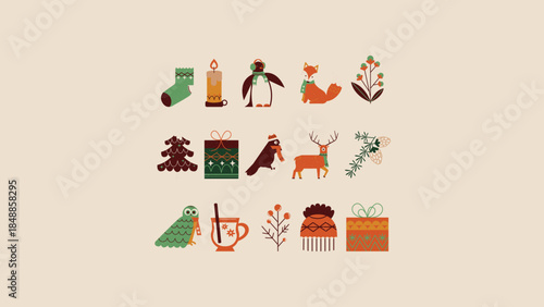  Red Green and Yellow Folksy Christmas Somber Greetings Christmas Presentation