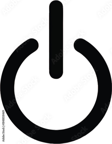 A bold black power on/off symbol icon, universally recognized for electronic device control.
