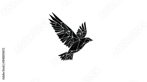 Geometric bird silhouette in flight, symbolizing freedom and new beginnings