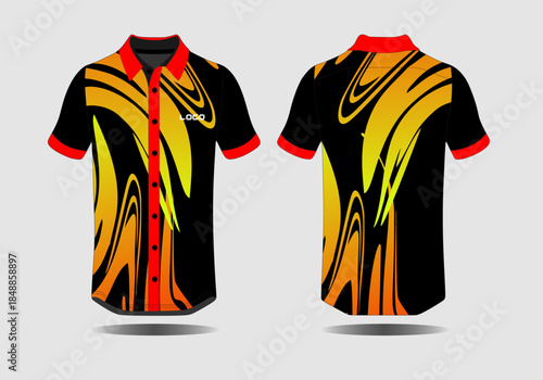 Stylish Black Shirt with Vibrant Abstract Colorful Swirls for Modern Fashion