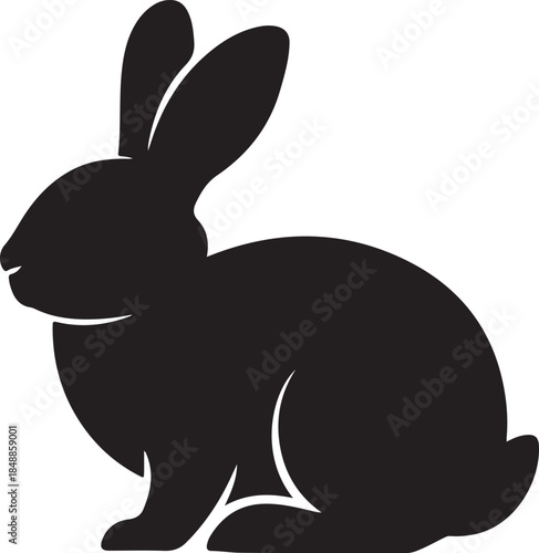 Rabbit Silhouette – Bunny Vector Silhouette Black on White”