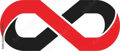 Sleek Red and Black Infinity Symbol Logo Design - Abstract Graphic Element Representing Endless Possibility, Connection, and Continuous Flow