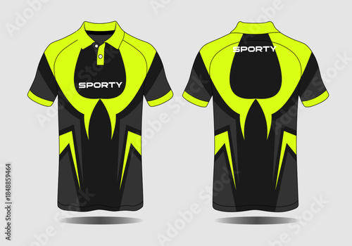 Sporty Black and Neon Yellow Polo Shirt Design for Active Lifestyle Apparel