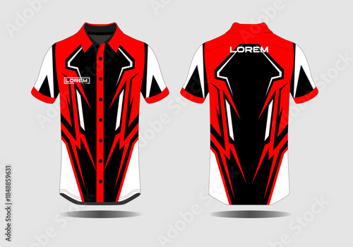 Stylish Red and Black Short Sleeve Shirt with Bold Design and Modern Look