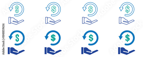 Refund Transaction and Cashback Icons Set
