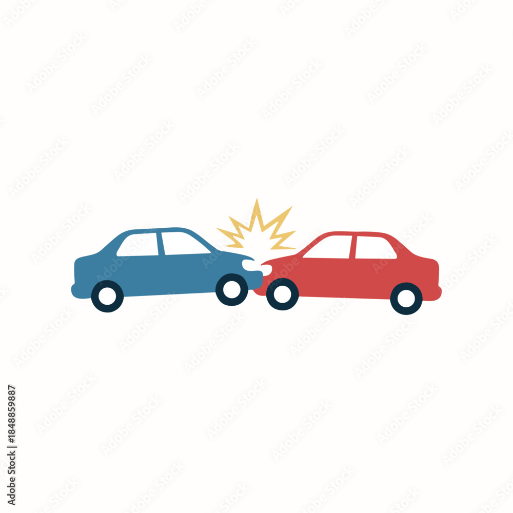Fototapeta premium Car accident, Car collision icon logo flat vector design
