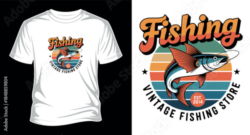 Fishing graphics vector art T-shirt design print templet