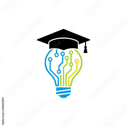 Digital education icon logo flat vector design