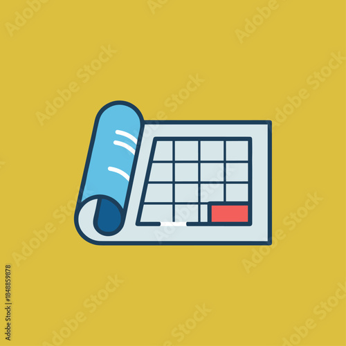 Architecture plan, Floor blueprint, Room design icon logo flat vector design