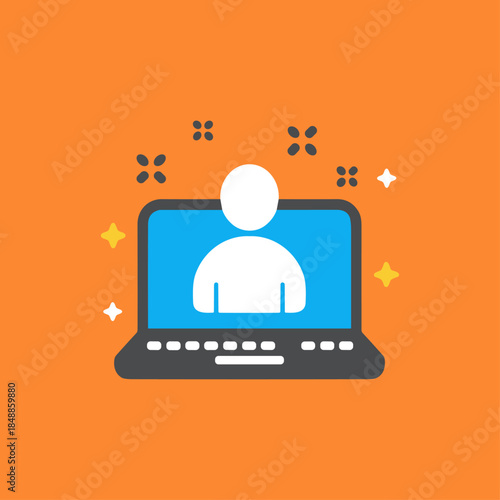 Online presence, Online meeting, Online discussion icon logo flat vector design