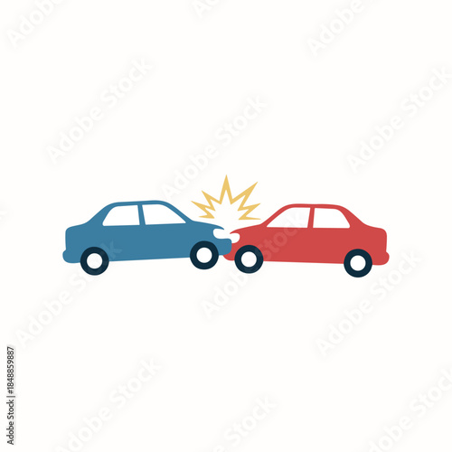 Car accident, Car collision icon logo flat vector design