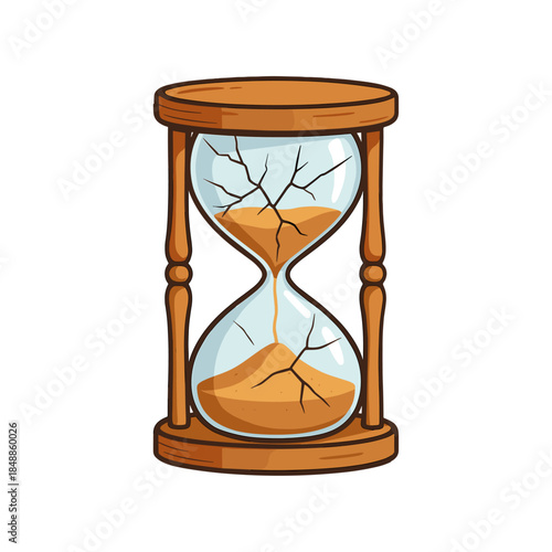 Cracked hourglass icon logo flat vector design