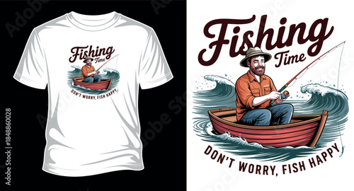 Fishing graphics vector art T-shirt design print templet