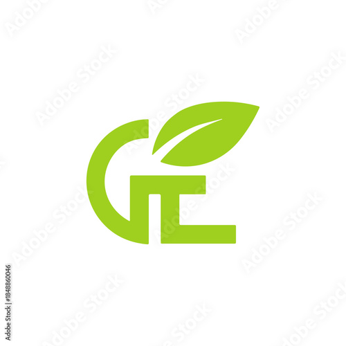 Eco letter gl leaf monogram icon logo flat vector design
