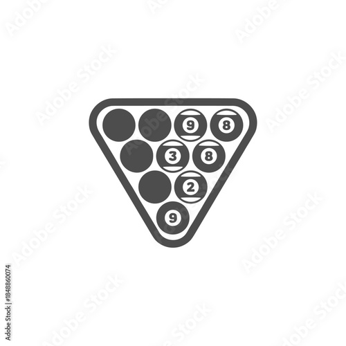 Billiards Triangle with Pool Balls icon logo flat vector design