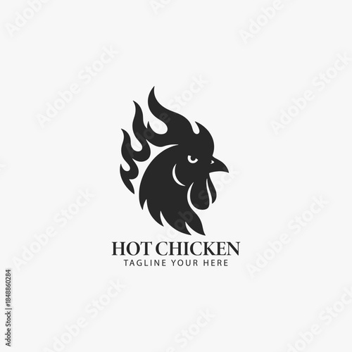 Chicken fire logo vector template. The logo is for a restaurant that serves hot chicken.