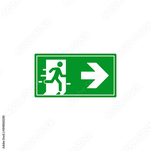 Exit sign, Emergency exit icon logo flat vector design