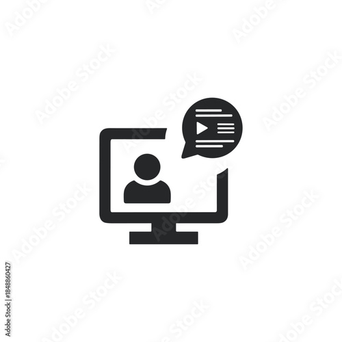 Online tutor icon logo flat vector design