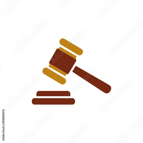 Justice, Gavel icon logo flat vector design