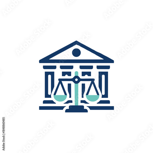 Court, Justice house icon logo flat vector design