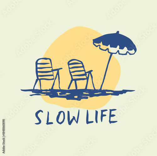 slow life beach relax calm vector print design