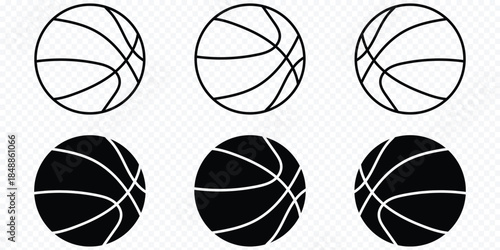 Basketball icon set. Basketball ball isolated icon. Basketball logo. Sport equipment symbol. Vector illustration. set of basketball ball vector, sports basketball icon, colorful and black basketball