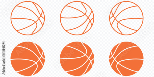 Basketball icon set. Basketball ball isolated icon. Basketball logo. Sport equipment symbol. Vector illustration. set of basketball ball vector, sports basketball icon, colorful and black basketball