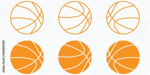 Basketball icon set. Basketball ball isolated icon. Basketball logo. Sport equipment symbol. Vector illustration. set of basketball ball vector, sports basketball icon, colorful and black basketball